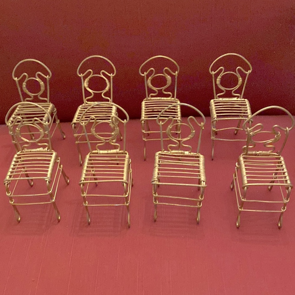 Vintage miniature golden chair set